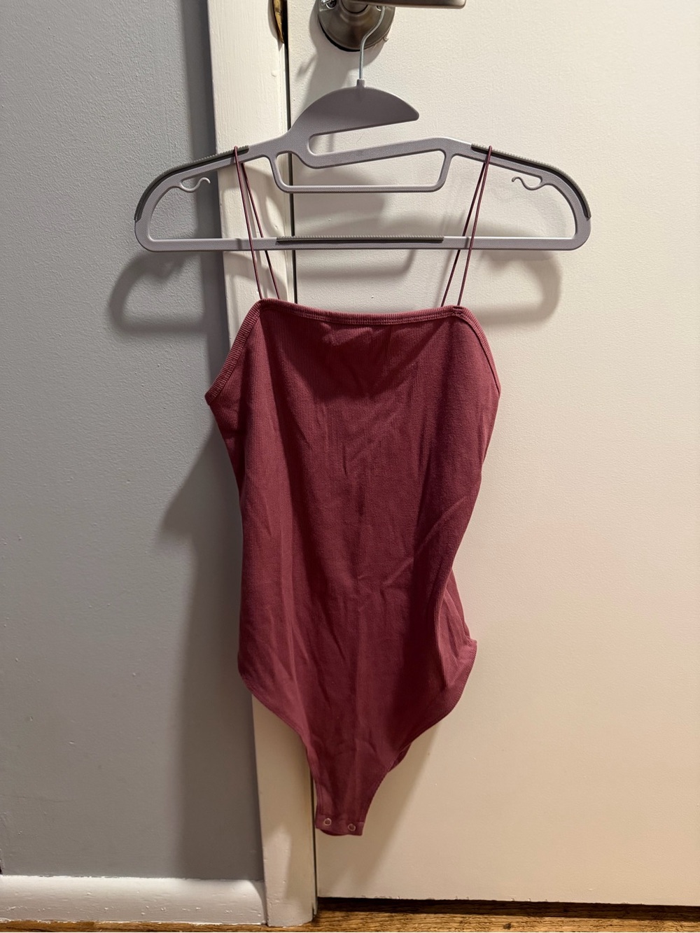 Ribbed Spaghetti Strap Bodysuit